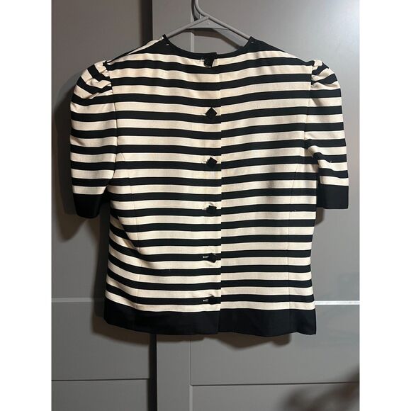 Anne Crimmins For Umi Collection 100% Silk Stripe Blouse 8 US S/M Shoulder Pads - Picture 2 of 6